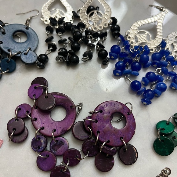 Vtg DANGLE/oversized LOT OF 8 PAIRS OF PIERCED EARRINGS - Picture 5 of 6